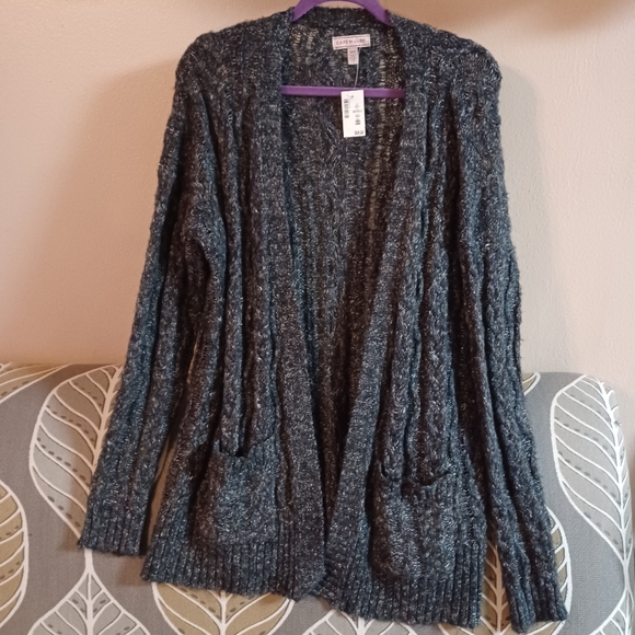 NEW CAPE JUBY Women's Medium Knit Gray/Blue Cardigan Sweater NWT - Picture 7 of 12
